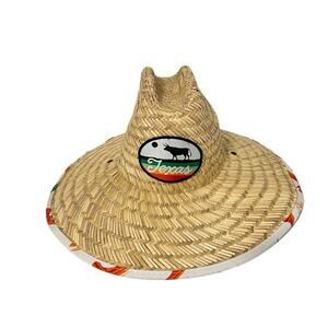 Local Crowns Raffia Straw Hat Texas Patch Wide Brim One Size